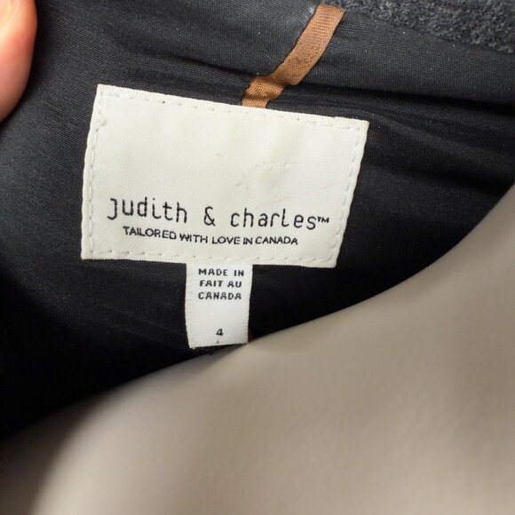 JUDITH & CHARLES Wool Longline Single-Button Contemporary Gray Blazer Jacket 4 - Picture 8 of 9